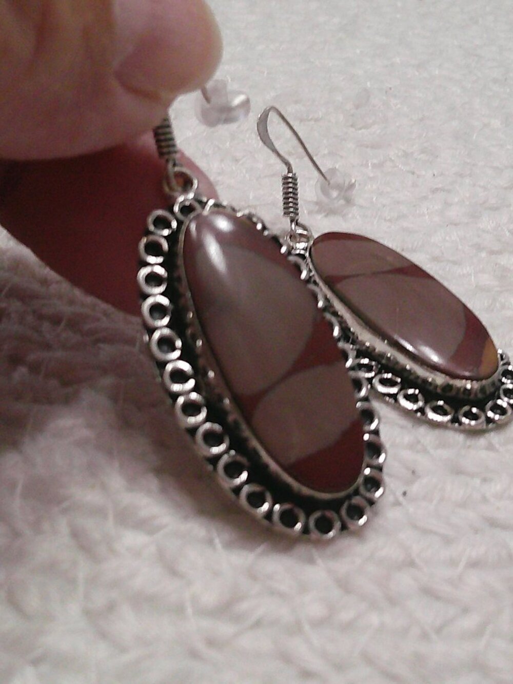 Natural MOOKAITE Handmade Sterling 925 Dangle Earrings #8F